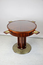 ART NOUVEAU, MAHOGANY, GAMING TABLE, HAMMERED BRASS, AUSTRIA, CIRCA 1910