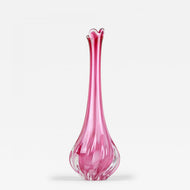 PINK LONG NECK MURANO GLASS VASE, 20TH CENTURY, ITALY, CIRCA 1970