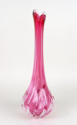 PINK LONG NECK MURANO GLASS VASE, 20TH CENTURY, ITALY, CIRCA 1970