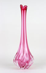 PINK LONG NECK MURANO GLASS VASE, 20TH CENTURY, ITALY, CIRCA 1970
