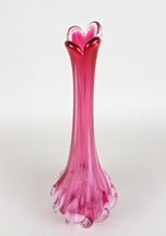PINK LONG NECK MURANO GLASS VASE, 20TH CENTURY, ITALY, CIRCA 1970