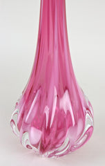 PINK LONG NECK MURANO GLASS VASE, 20TH CENTURY, ITALY, CIRCA 1970