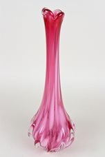 PINK LONG NECK MURANO GLASS VASE, 20TH CENTURY, ITALY, CIRCA 1970