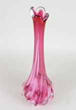 PINK LONG NECK MURANO GLASS VASE, 20TH CENTURY, ITALY, CIRCA 1970