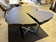 CONTEMPORARY, CHARRED OAK WOOD, DINING TABLE, BLACK STEEL BASE, 2024