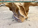 MODERN, TEAK ROOT, SIDE TABLE, SAFETY GLASS, INDONESIA, 2024