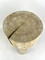 RUSTIC, HANDCARVED, TEAK WOOD, SIDE TABLE, STOOL, BLEACHED, IDN, 2024