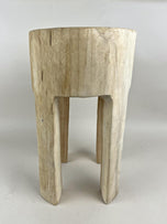 RUSTIC, HANDCARVED, TEAK WOOD, SIDE TABLE, STOOL, BLEACHED, IDN, 2024