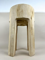 RUSTIC, HANDCARVED, TEAK WOOD, SIDE TABLE, STOOL, BLEACHED, IDN, 2024
