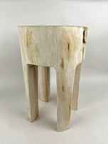 RUSTIC, HANDCARVED, TEAK WOOD, SIDE TABLE, STOOL, BLEACHED, IDN, 2024
