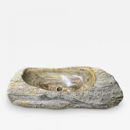 PETRIFIED WOOD SINK, ORGANIC MODERN, GREY, BEIGE, BROWN