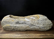 PETRIFIED WOOD SINK, ORGANIC MODERN, GREY, BEIGE, BROWN