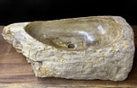 PETRIFIED WOOD SINK, ORGANIC MODERN, GREY, BEIGE, BROWN