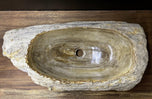 PETRIFIED WOOD SINK, ORGANIC MODERN, GREY, BEIGE, BROWN