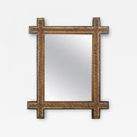 19TH CENTURY, AUSTRIA, TRAMP ART, RUSTIC WALL MIRROR, TRICOLORED, CIRCA 1870