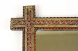 19TH CENTURY, AUSTRIA, TRAMP ART, RUSTIC WALL MIRROR, TRICOLORED, CIRCA 1870
