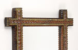 19TH CENTURY, AUSTRIA, TRAMP ART, RUSTIC WALL MIRROR, TRICOLORED, CIRCA 1870