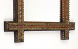 19TH CENTURY, AUSTRIA, TRAMP ART, RUSTIC WALL MIRROR, TRICOLORED, CIRCA 1870