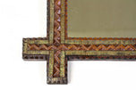 19TH CENTURY, AUSTRIA, TRAMP ART, RUSTIC WALL MIRROR, TRICOLORED, CIRCA 1870