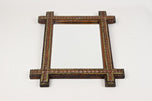 19TH CENTURY, AUSTRIA, TRAMP ART, RUSTIC WALL MIRROR, TRICOLORED, CIRCA 1870