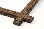 19TH CENTURY, AUSTRIA, TRAMP ART, RUSTIC WALL MIRROR, TRICOLORED, CIRCA 1870