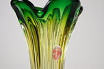 MID-CENTURY, ITALY, MURANO GLASS VASE, GREEN, YELLOW, CIRCA 1960