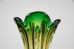 MID-CENTURY, ITALY, MURANO GLASS VASE, GREEN, YELLOW, CIRCA 1960