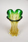 MID-CENTURY, ITALY, MURANO GLASS VASE, GREEN, YELLOW, CIRCA 1960