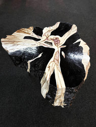 TEAK ROOT SIDE TABLE, PETRIFIED WOOD STYLE, HANDPAINTED, ARTIST, 2023