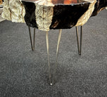 TEAK ROOT SIDE TABLE, PETRIFIED WOOD STYLE, HANDPAINTED, ARTIST, 2023