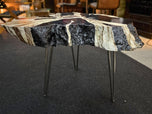 TEAK ROOT SIDE TABLE, PETRIFIED WOOD STYLE, HANDPAINTED, ARTIST, 2023