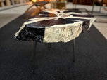 TEAK ROOT SIDE TABLE, PETRIFIED WOOD STYLE, HANDPAINTED, ARTIST, 2023