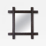 19TH CENTURY, AUSTRIA, TRAMP ART, RUSTIC WALL MIRROR, HANDCARVED, CIRCA 1880