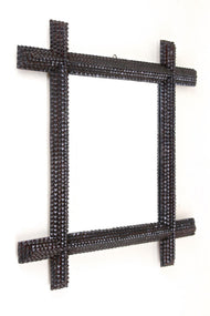 19TH CENTURY, AUSTRIA, TRAMP ART, RUSTIC WALL MIRROR, HANDCARVED, CIRCA 1880