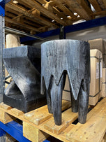 LACQUERED, SUAR WOOD, SIDE TABLE, STOOL, HANDCARVED, INDONESIA, 2024