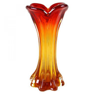 MURANO GLASS VASE, MID CENTURY, RED, ORANGE, ITALY
