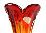 MURANO GLASS VASE, MID CENTURY, RED, ORANGE, ITALY