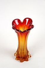 MURANO GLASS VASE, MID CENTURY, RED, ORANGE, ITALY
