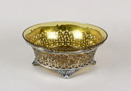 20TH CENTURY, AUSTRIA, ART NOUVEAU, SILVER BASKET, AMBERCOLORED GLASS