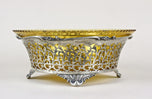 20TH CENTURY, AUSTRIA, ART NOUVEAU, SILVER BASKET, AMBERCOLORED GLASS