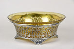 20TH CENTURY, AUSTRIA, ART NOUVEAU, SILVER BASKET, AMBERCOLORED GLASS