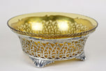 20TH CENTURY, AUSTRIA, ART NOUVEAU, SILVER BASKET, AMBERCOLORED GLASS