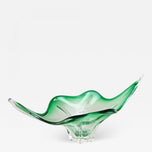 MID CENTURY MODERN, ITALY, MURANO GLASS BOWL, GREEN, CLEAR TONES, 1960