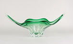 MID CENTURY MODERN, ITALY, MURANO GLASS BOWL, GREEN, CLEAR TONES, 1960