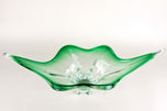 MID CENTURY MODERN, ITALY, MURANO GLASS BOWL, GREEN, CLEAR TONES, 1960