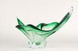 MID CENTURY MODERN, ITALY, MURANO GLASS BOWL, GREEN, CLEAR TONES, 1960