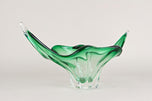 MID CENTURY MODERN, ITALY, MURANO GLASS BOWL, GREEN, CLEAR TONES, 1960