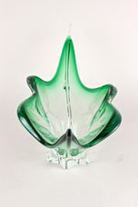 MID CENTURY MODERN, ITALY, MURANO GLASS BOWL, GREEN, CLEAR TONES, 1960