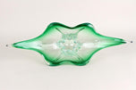 MID CENTURY MODERN, ITALY, MURANO GLASS BOWL, GREEN, CLEAR TONES, 1960