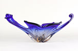 BLUE MURANO GLASS BOWL, MID-CENTURY, ITALY, 1960/70